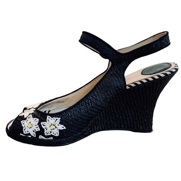 Anthropologie / Anthro Lucky Penny Daisy Espadrilles in Black & White w Bee sz 9 - Picture 11 of 15